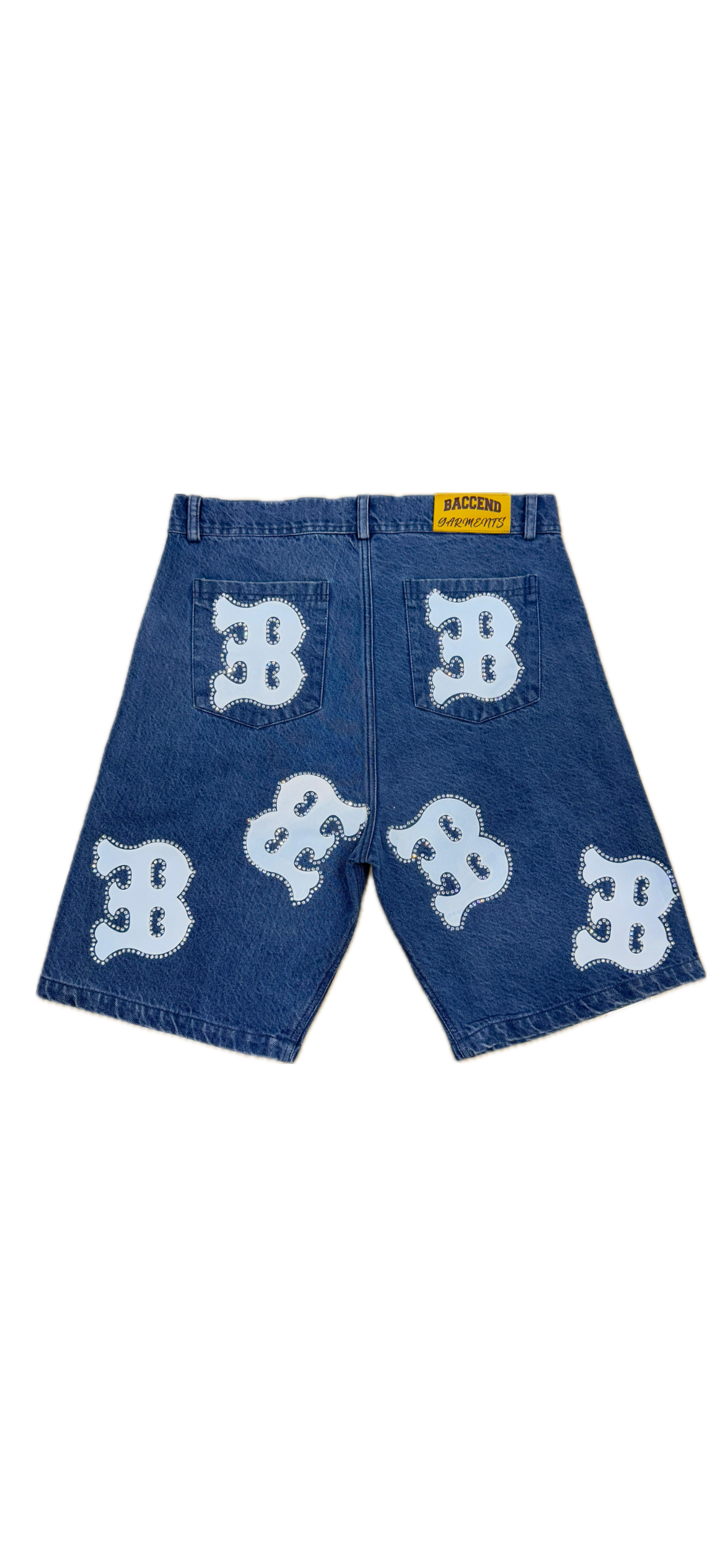 BACCEND RHINESTONE JORTS