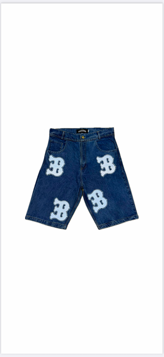BACCEND RHINESTONE JORTS