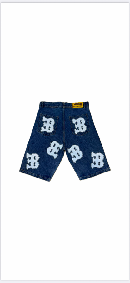 BACCEND RHINESTONE JORTS