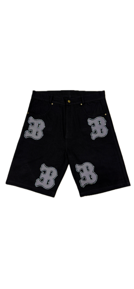 BACCEND RHINESTONE JORTS