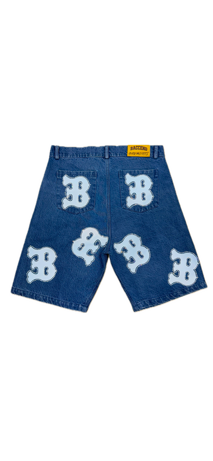 BACCEND RHINESTONE JORTS