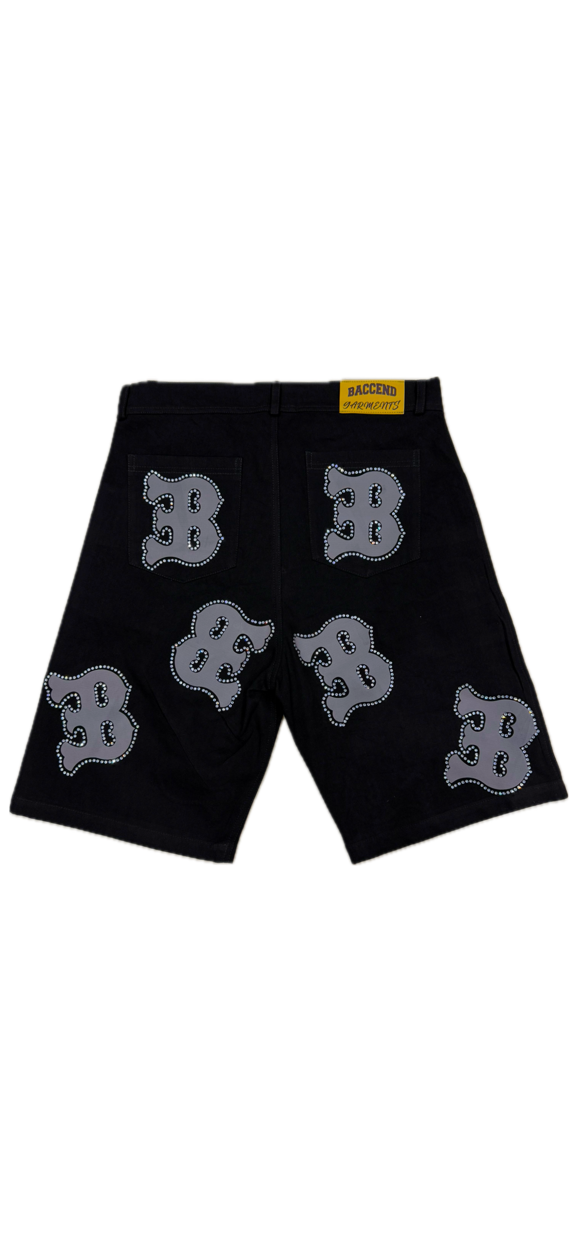 BACCEND RHINESTONE JORTS