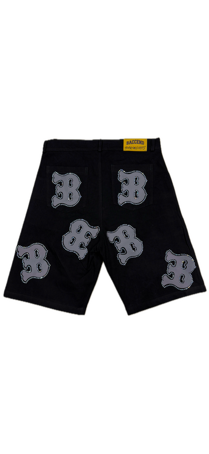 BACCEND RHINESTONE JORTS