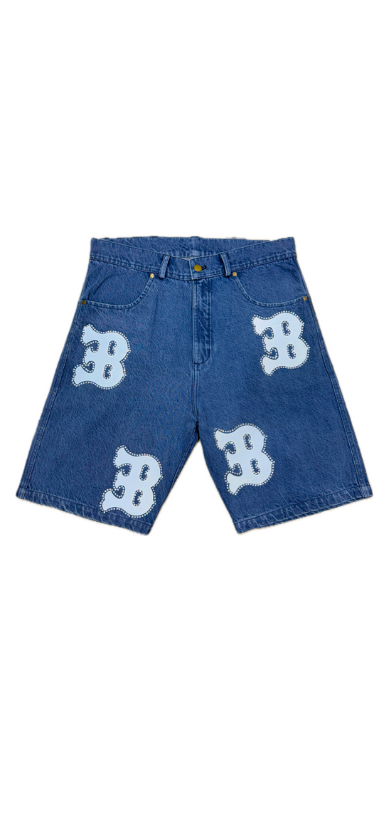 BACCEND RHINESTONE JORTS